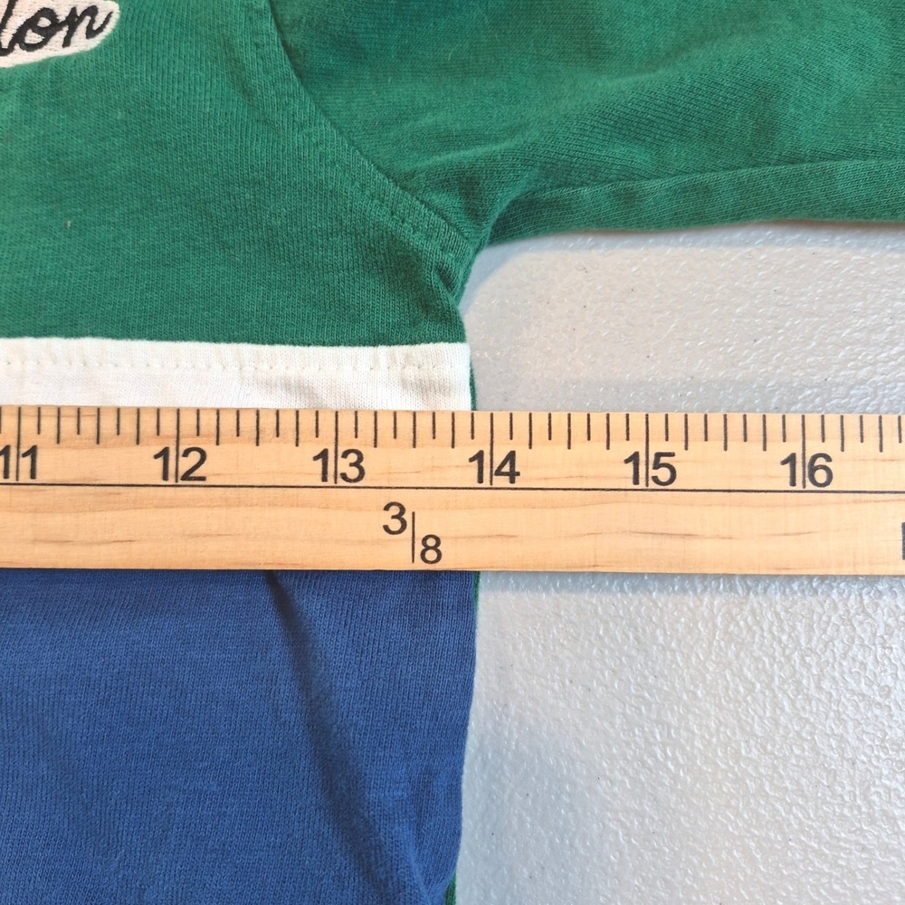 Zara Boys Rugby Polo Shirt Size 5 110 Green Stripe London Embroidered Preppy - Picture 11 of 12